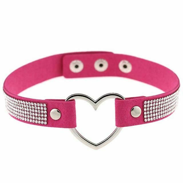 House Of Dasein Heart Rhinestone Bdsm Collar Hollow Necklace Choker Bondage Restraints