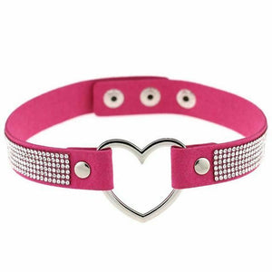 House Of Dasein Heart Rhinestone Bdsm Collar Hollow Necklace Choker Bondage Restraints