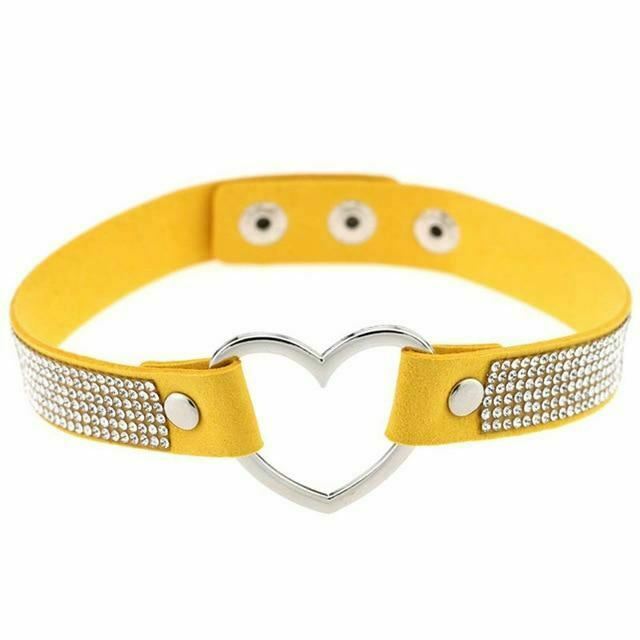 House Of Dasein Heart Rhinestone Bdsm Collar Hollow Necklace Choker Bondage Restraints