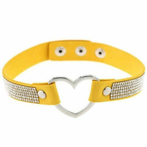 House Of Dasein Heart Rhinestone Bdsm Collar Hollow Necklace Choker Bondage Restraints