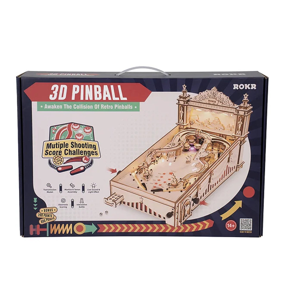 Robotime Rokr Diy Pinball Machine 3D Wooden Puzzle Table Game Eg01