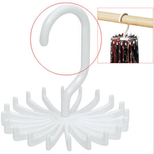 Plastic Portable Tie Rack For Closets Rotating Ties Hook Holder Belt Scarves Hanger