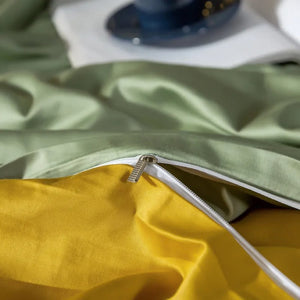 Bed Sheet Green Yellow Ultra Soft Egyptian Cotton Cover Full Size Set