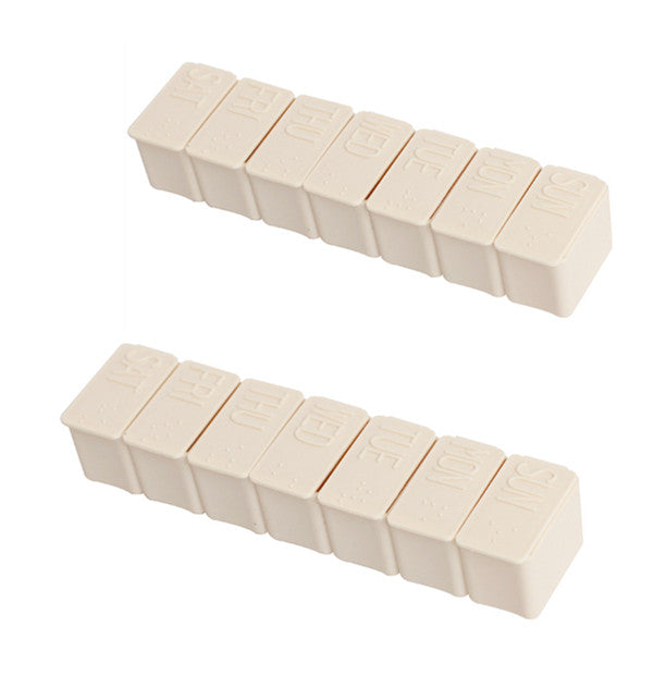 2Pcs Seven Grid Portable Pill Box