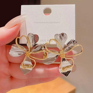 Veile Studios Metal Cold Wind Flower Earrings For Women Personalised Alloy Accessory