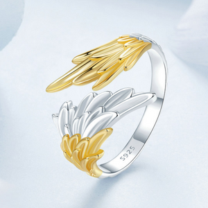 Veile Studios Original 14K Gold Plated Wing Opening Ring For Men And Women In Silver