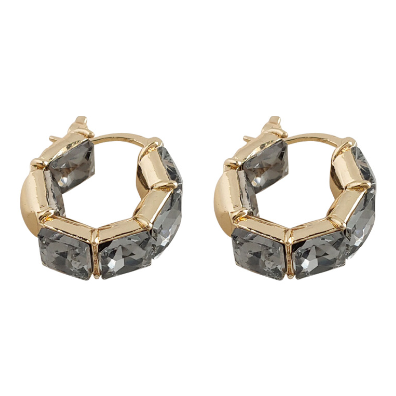 Veile Studios French Light Luxury Style Gray Glass Crystal Personalized Earrings And Sugar Cube