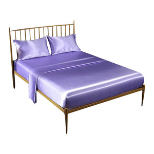 Fitted Sheet Queen Size Light Purple Luxury Silky Set With Pillow Cases