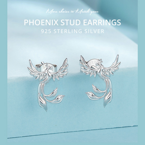 Veile Studios Silver Charm Original Confident Phoenix Element Ear Nail Earrings