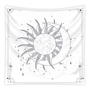 Tapestry White Sun And Moon Dance 200X150cm Psychedelic Art For Home Decor