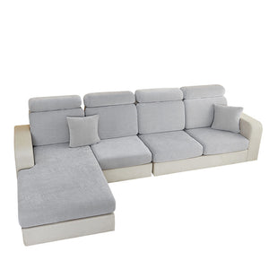 Sofa Cover Light Gray Shape Polyester Chenille Thick Stretchable Slipcovers