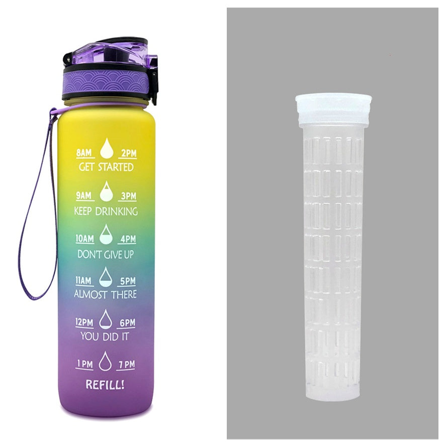 1 Litre Tritan Water Bottle With Time Marker For Sports And Fitness Activities