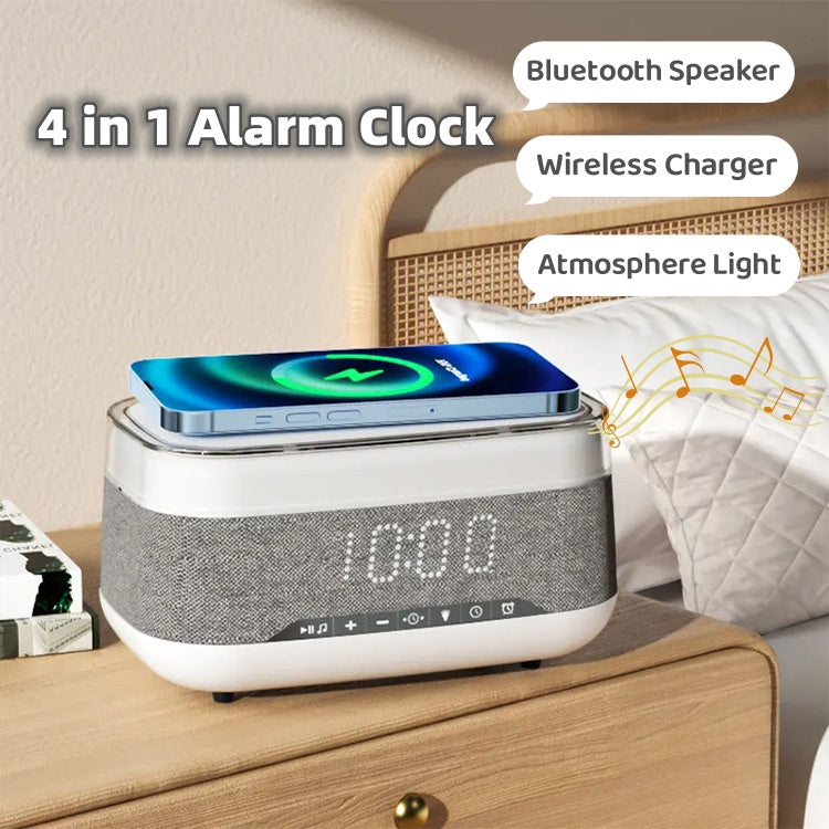 Intelligent Multifunctional Bluetooth Speaker Wireless Charger Alarm Clock Night Light