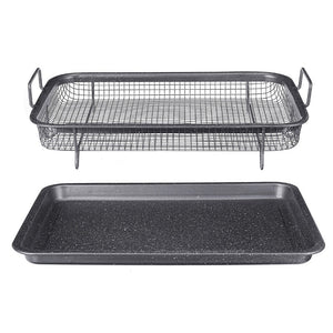 Black Non Stick Mesh Pan Oven Baking Grill Tray Basket