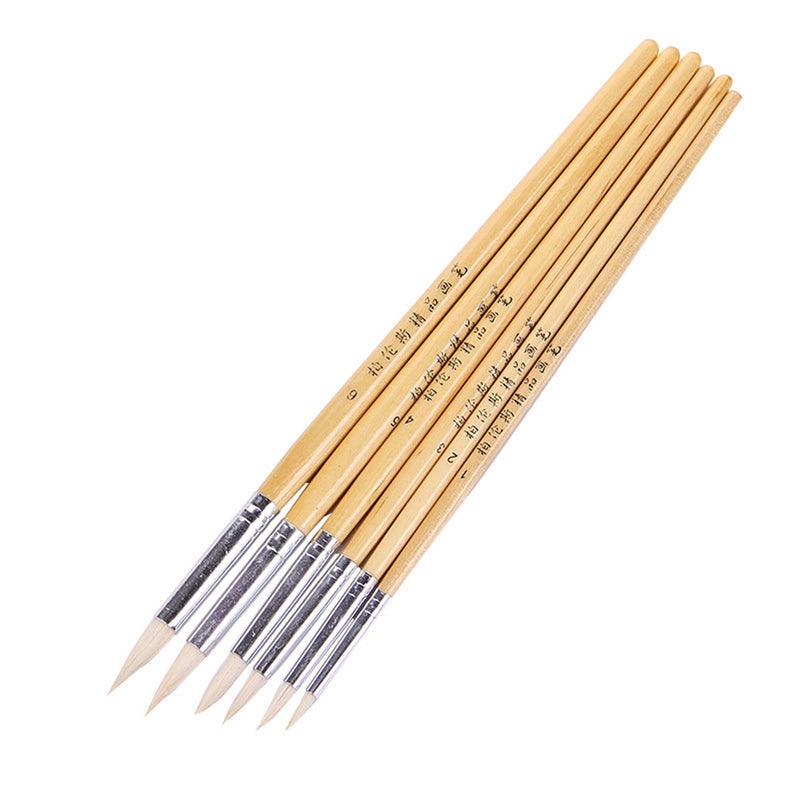 6Pcs Pointed Sheep Gouache Paint Brush Set Hook Line Acrylic Watercolor Painting