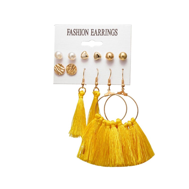 Veile Studios 6 Pairs Tassel Dangle Earrings Female Bohemian Ethnic Style 2