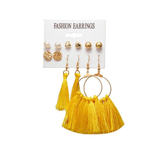 Veile Studios 6 Pairs Tassel Dangle Earrings Female Bohemian Ethnic Style 2