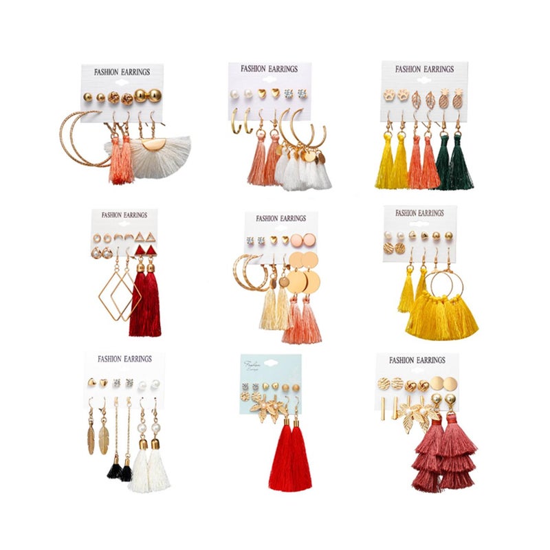 Veile Studios 6 Pairs Tassel Dangle Earrings Female Bohemian Ethnic Style 2