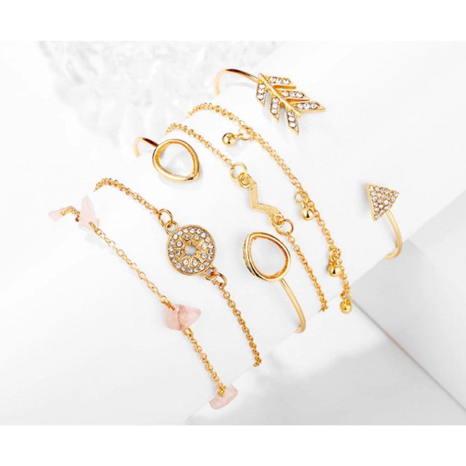 Veile Studios 6Pcs Compass Type Open Bracelet Of Various Styles