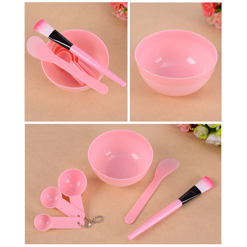 6Pcs Facial Diy Mask Bowl Brush Spoon Beauty Tools Skin Care Pink