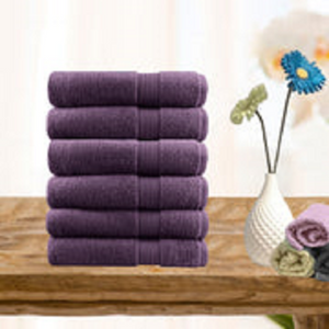 6 Piece Ultra Light Cotton Face Washers In Aubergine