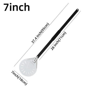 Pizza Shovel 95 Centimetre Silver For Perforated Peel With Metal Handle Baking Tool