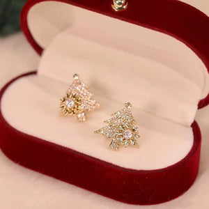 Veile Studios Christmas Tree Earrings Rhinestone Snowflake Jewelry Gifts