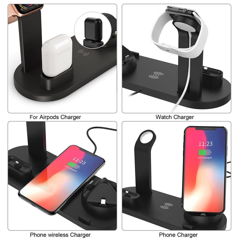 4 In 1 Wireless Charging Dock Station For Apple Watch Iphone X Xs Xr Max 11 Pro 8 Airpods 10W Qi Fast Charger Stand Hold