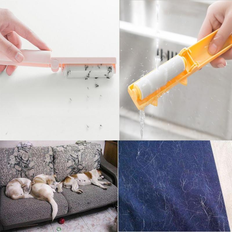 Yellow Portable Cartoon Roller Sticking Device For Pet Hair Dust Remove Dog