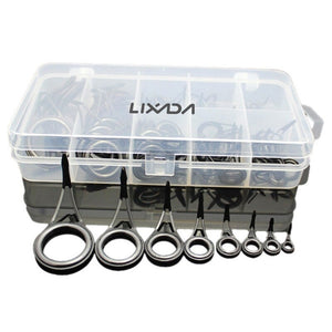 75Pcs Various Sizes Fishing Rod Guide Tip Line Spinning Eyes Rings Top Repair Kit Set