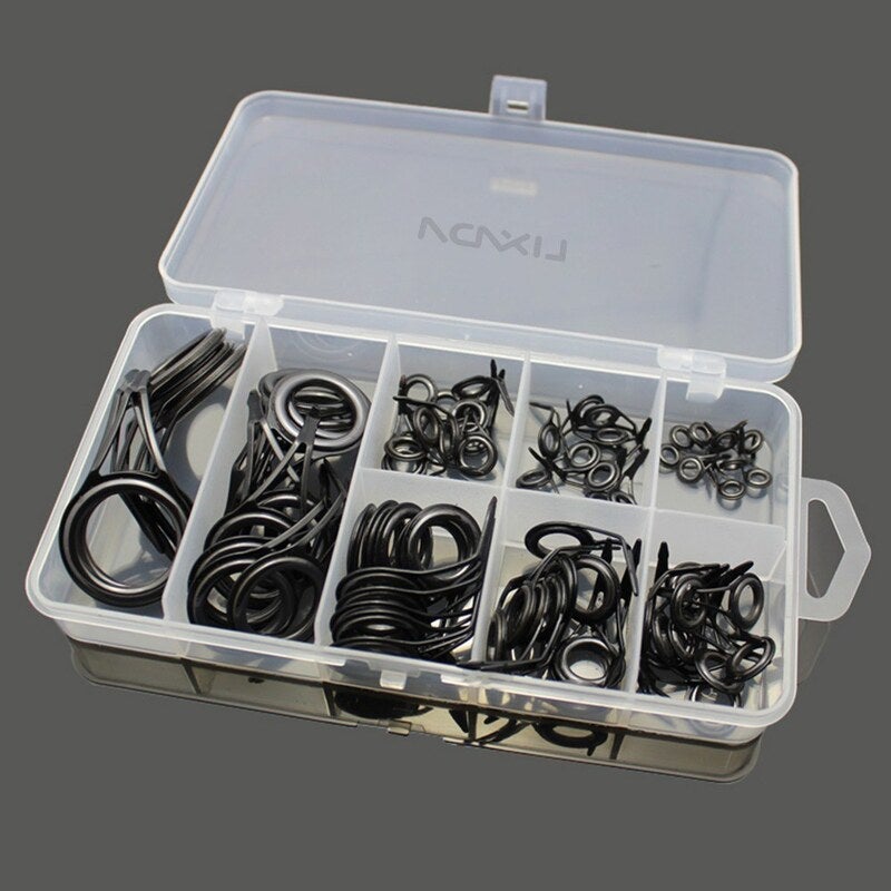 75Pcs Various Sizes Fishing Rod Guide Tip Line Spinning Eyes Rings Top Repair Kit Set