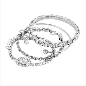 Veile Studios Fashion Jewelry Four Piece Crystal Bracelet Set Bohemian Design For Women