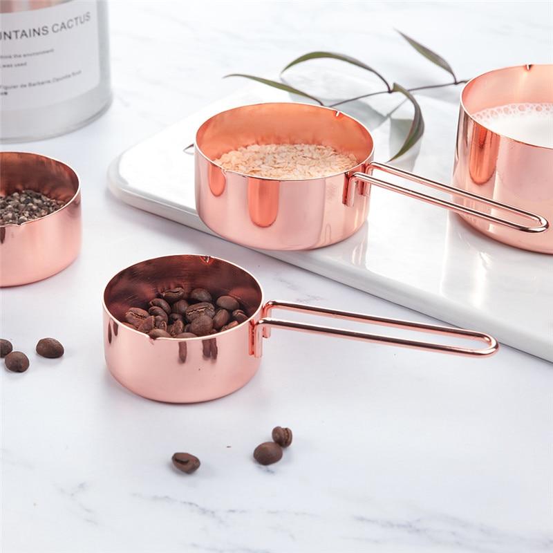 Set Of 8 Rose Gold Stainless Steel Measuring Cups And Spoons Baking Tools