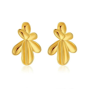 Veile Studios Irregular Three Dimensional Leaf Plated Earring In 18K Real Gold Colour