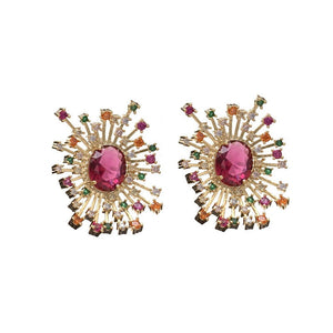 Veile Studios Fireworks Earrings Sparkling Hollow Zircon Copper For Various Occasions