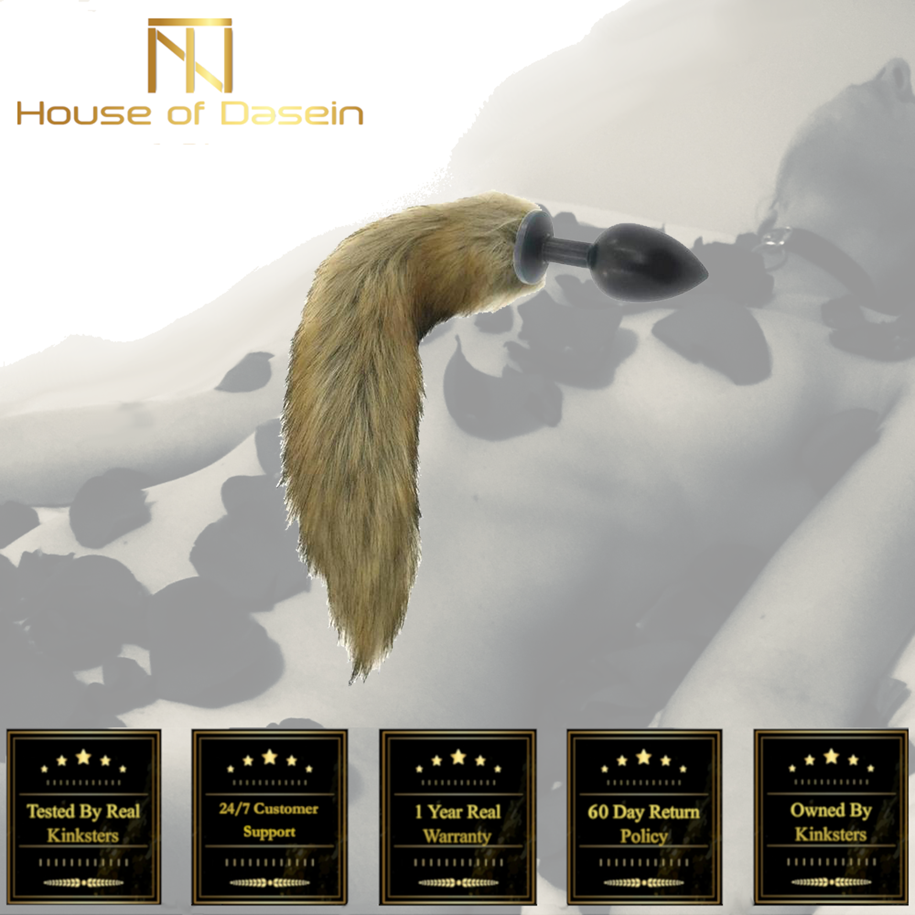 House Of Dasein Brown Fox Tail Stainless Steel Anal Butt Plug Pet Play Bdsm
