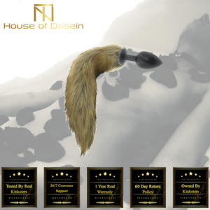House Of Dasein Brown Fox Tail Stainless Steel Anal Butt Plug Pet Play Bdsm