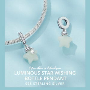 Veile Studios Silver Charm Star Wishing Bottle Pendant Luminous Stone S925 Bracelet Beads