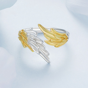 Veile Studios Original 14K Gold Plated Wing Opening Ring For Men And Women In Silver