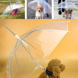 Transparent Pet Umbrella Portable Built In Leash