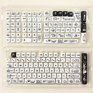 Keycap Keyboard Black White Cat 140 Keys Profile Cute Switch Theme Layout