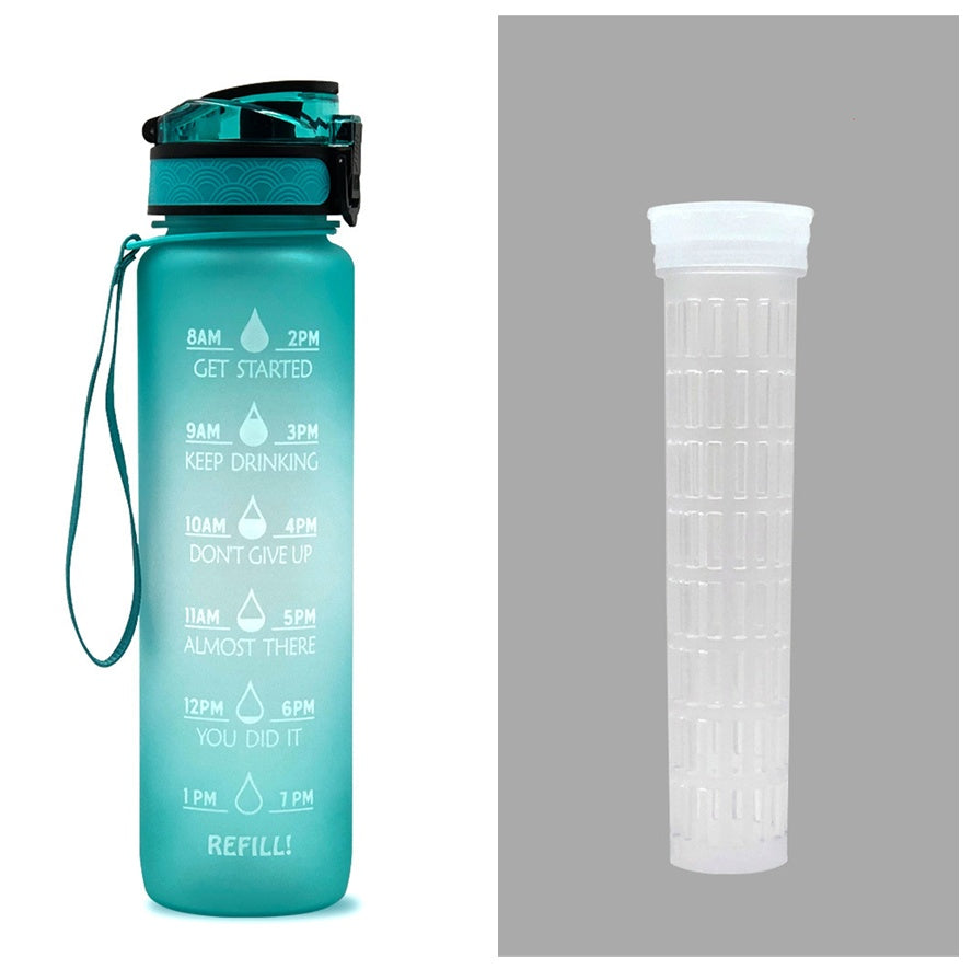 1 Litre Tritan Water Bottle With Time Marker For Sports And Fitness Activities