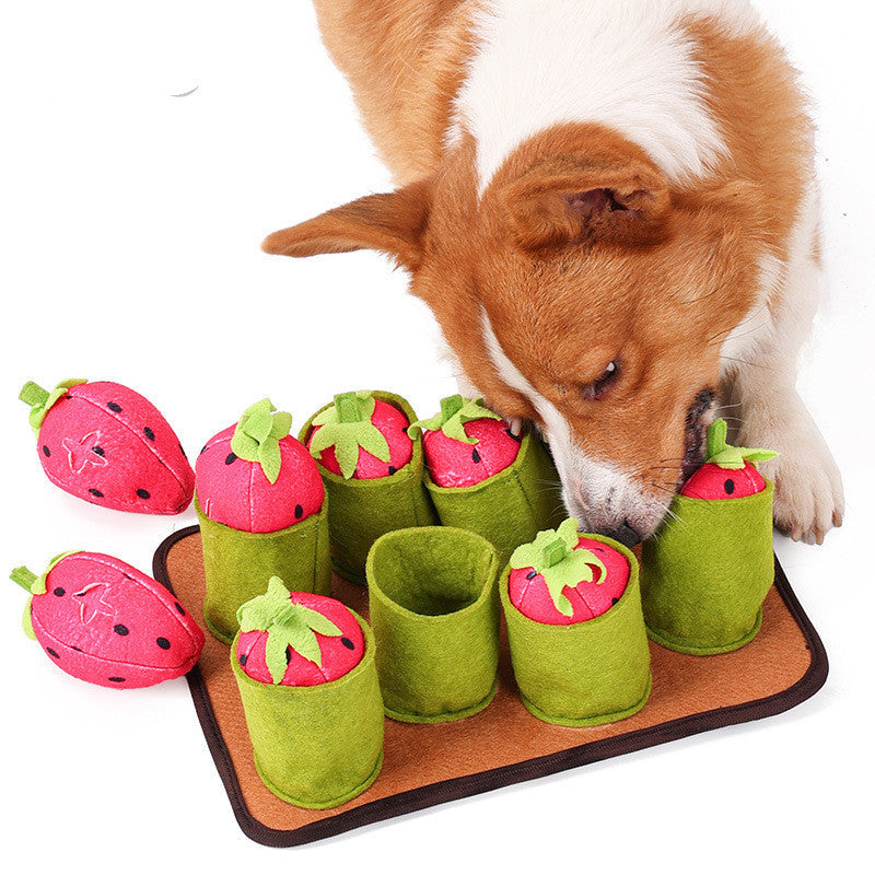 Strawberries Pull Out Snuffle Mat Dog Slow Feeding Treat Toy