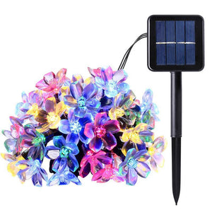 Garden Outdoor Lighting 7M 50 Leds Peach Blossom Flower Solar String Lights