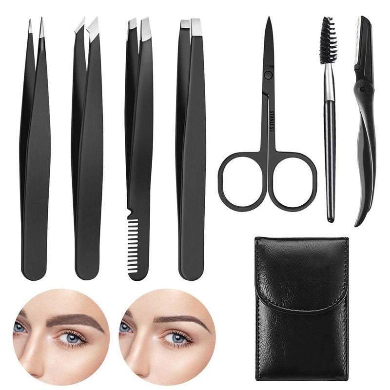 Eye Care 7Pcs Eyebrow Scissors Grooming Kit With Package Bag Stainless Steel Trimmer Tools