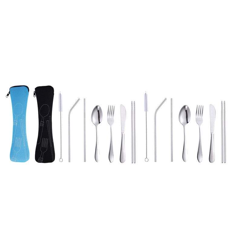 Kitchen Utensil Sets 7Pcs Travel Utensils With Case Portable Knife Fork Spoon Chopsticks