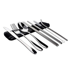 Kitchen Utensil Sets 7Pcs Travel Utensils With Case Portable Knife Fork Spoon Chopsticks