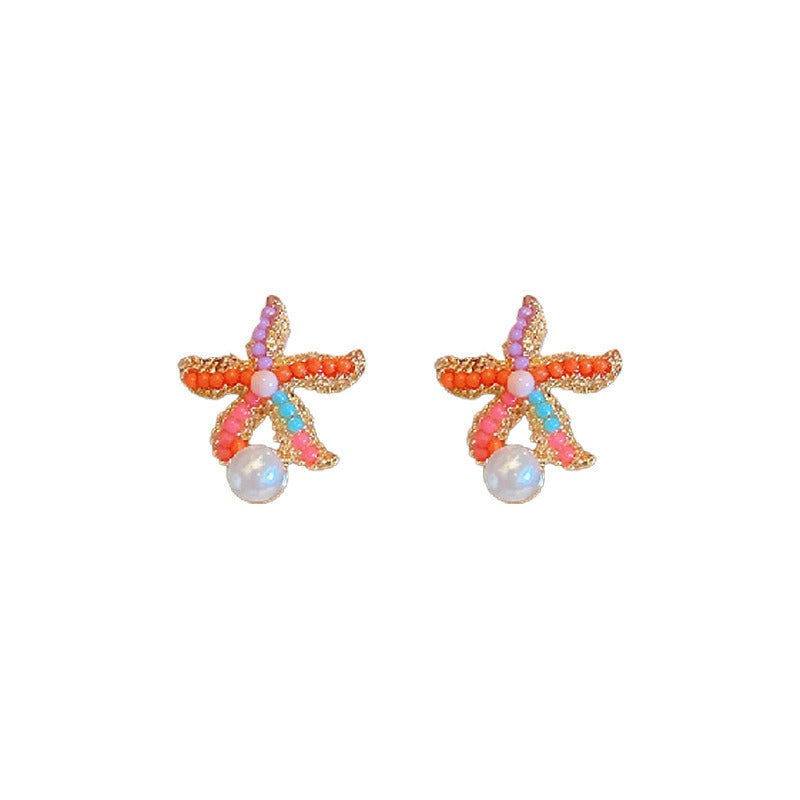 Veile Studios Title
Cute Colourful Starfish Pearl Earrings Simple For Casual And Formal Use