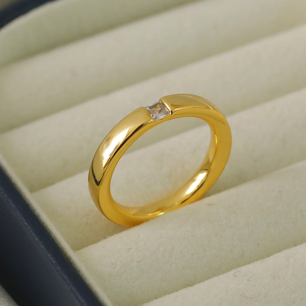 Veile Studios Smooth Ring For Female Index Finger Diamond Studded Cold Style Fashion