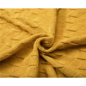 80Cm X 240Cm Warm Cozy Knitted Throw Blankets Yellow